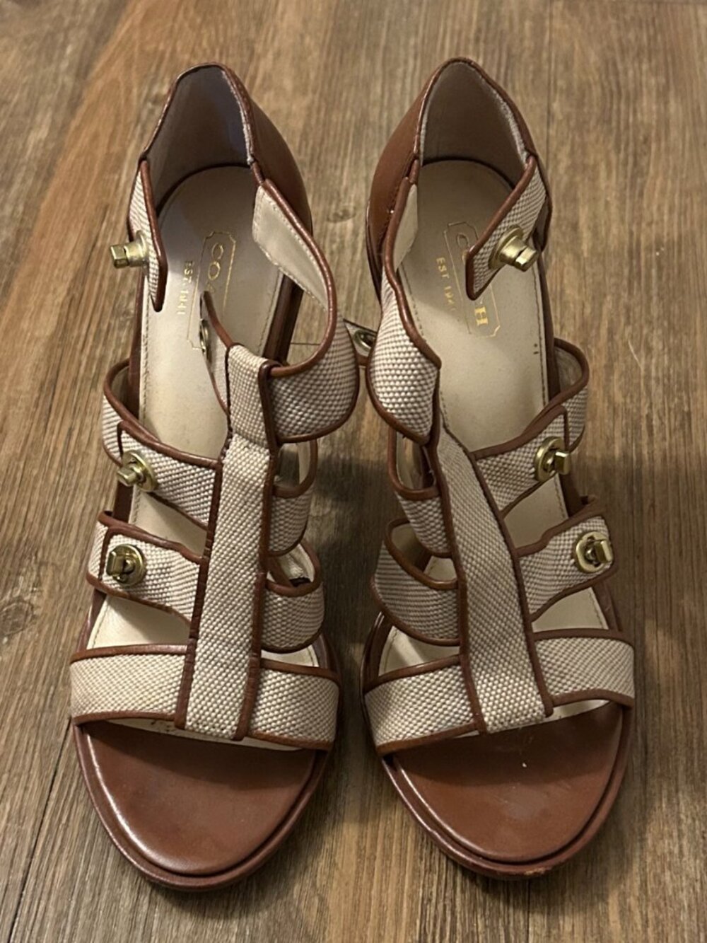 Coach Tamarah Gladiator Turn-Lock Heels - Size 7.5B